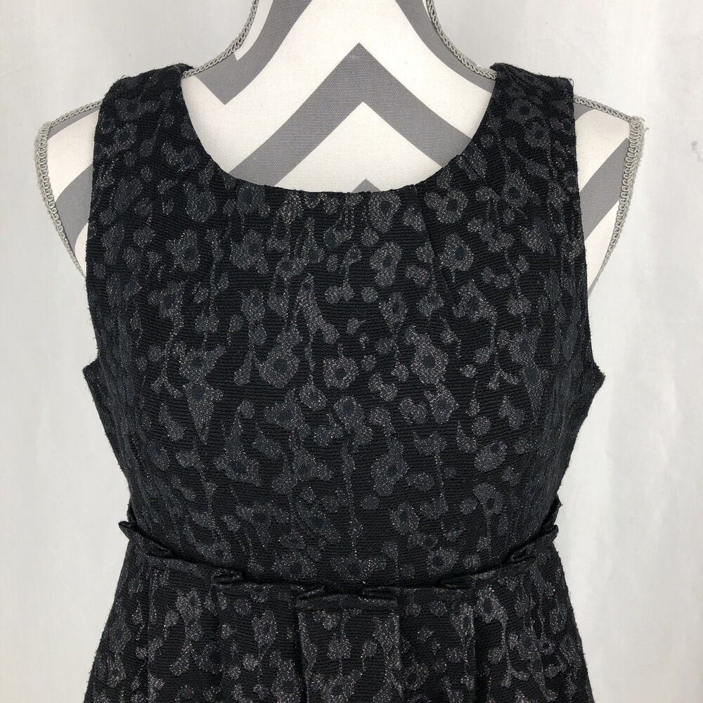 Max and Cleo Black Silver Abstract Sleeveless Empire Waist Party Dress 8 NWT